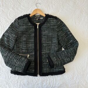 Green, Black and White Textured Blazer